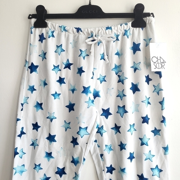 New Chaser Indigo Stars Print Lounge Drawstring Jogger Sweatpants NWT XS - Picture 4 of 9